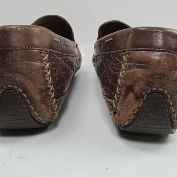 Stemar Mens Brown Leather Moc Toe Driving Penny Loafers Size US 8 1/2 - Picture 4 of 14